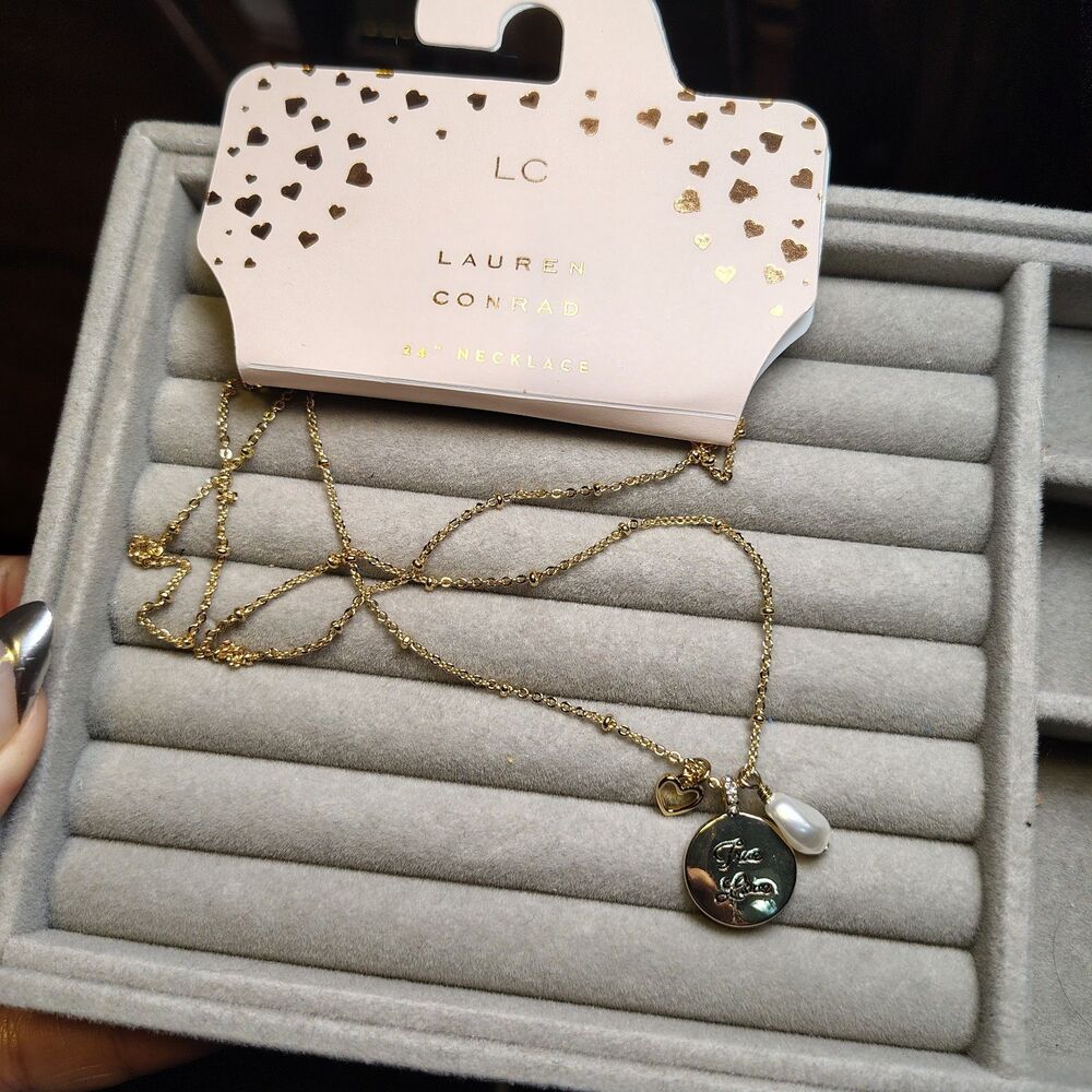 Lauren Conrad 24" Gold Tone True Love Charm Necklace NWTS/J112